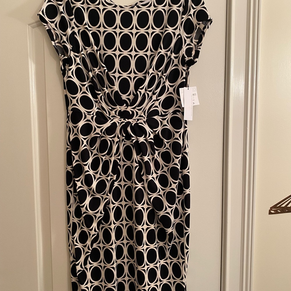 NWT Liz Claiborne black white print dress M